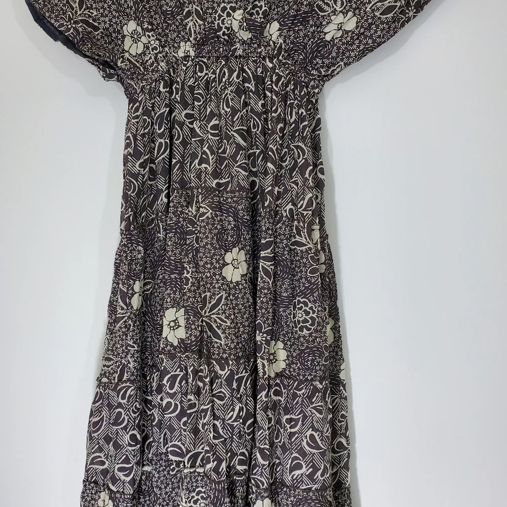 Jane Ashley Brown Cotton Floral Dress, Size Small